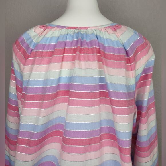 J Crew Peasant top in metallic pastel stripe Size Large - Picture 9 of 13